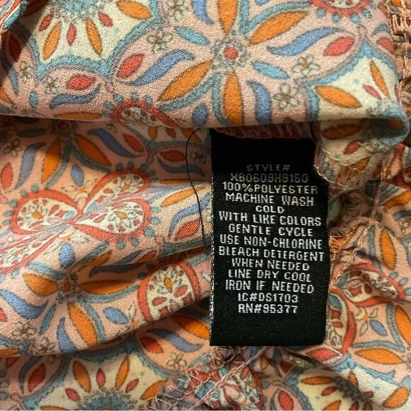 Sanctuary Boho Cropped Bell Ruffle Sleeve Blouse L Bohemian Coquette Girl Prints - Picture 9 of 10